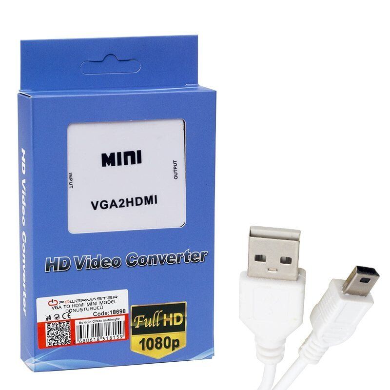 PowerMaster PM-18698 VGA To HDMI Ses Girişli Dönüştürücü