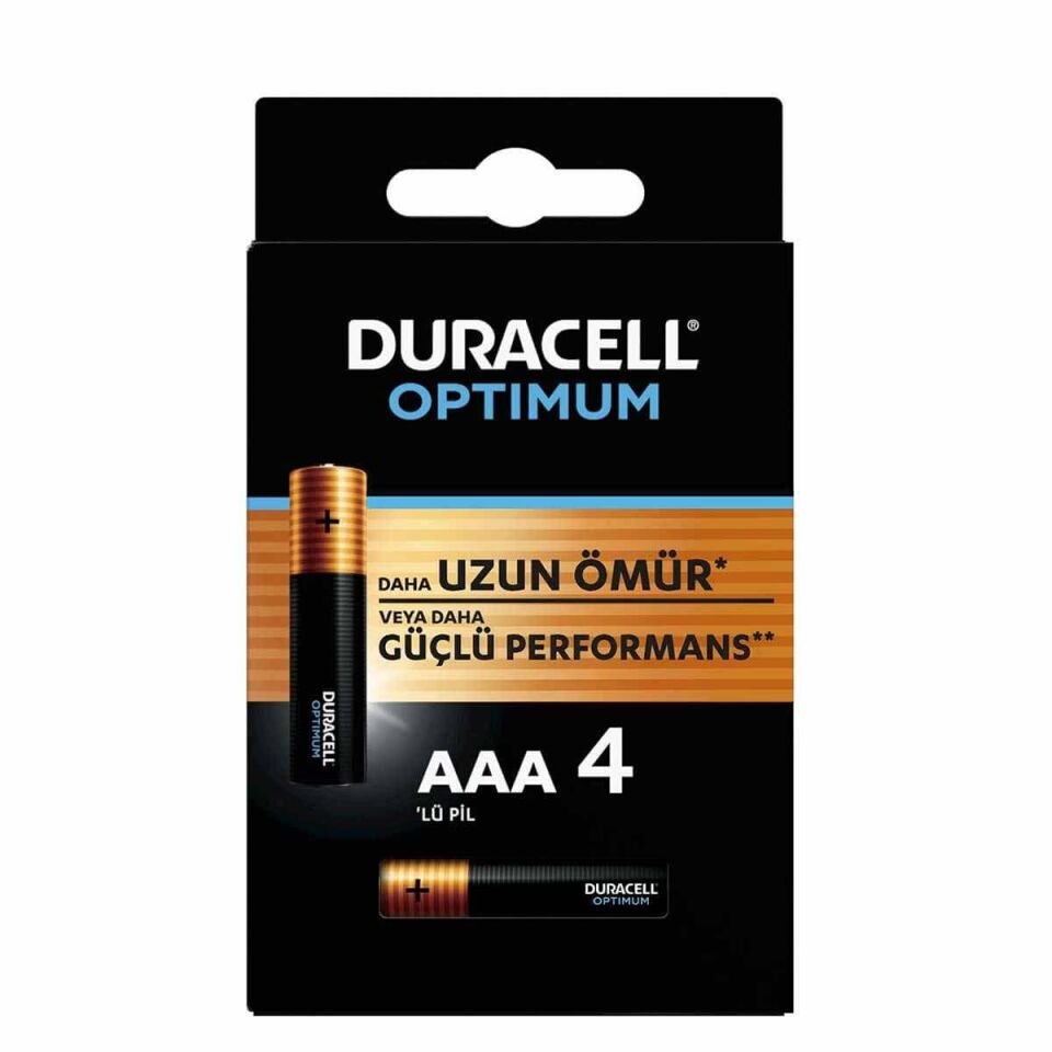 Duracell Optimum Alkalin AAA İnce Kalem Pil (4’lü Paket)