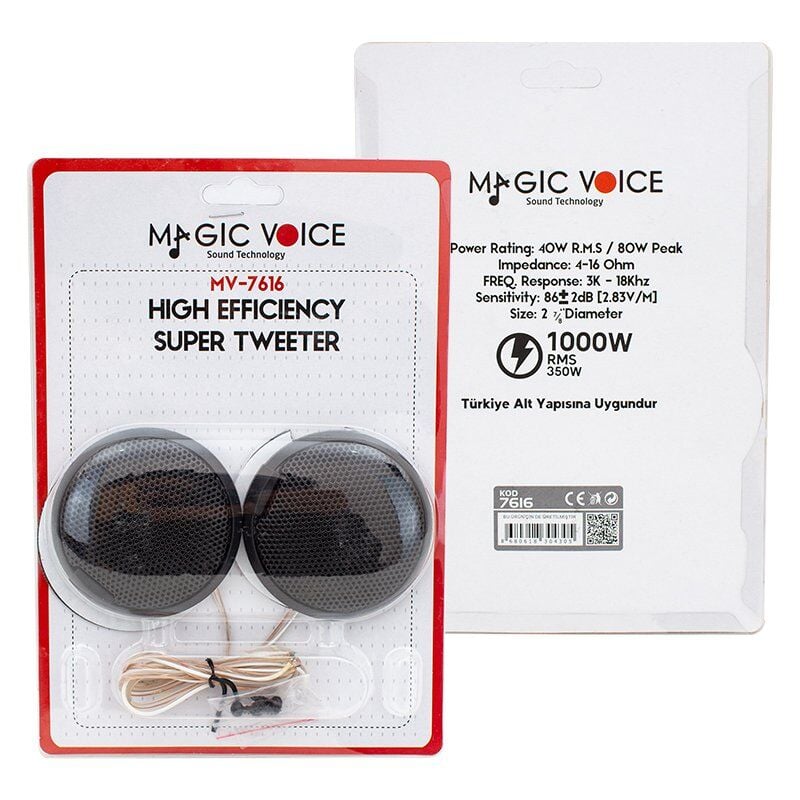 Magicvoice MV-7616 80 Watt Maks / 40 Watt Rms Güç Slim Kasa Oto Tweeter