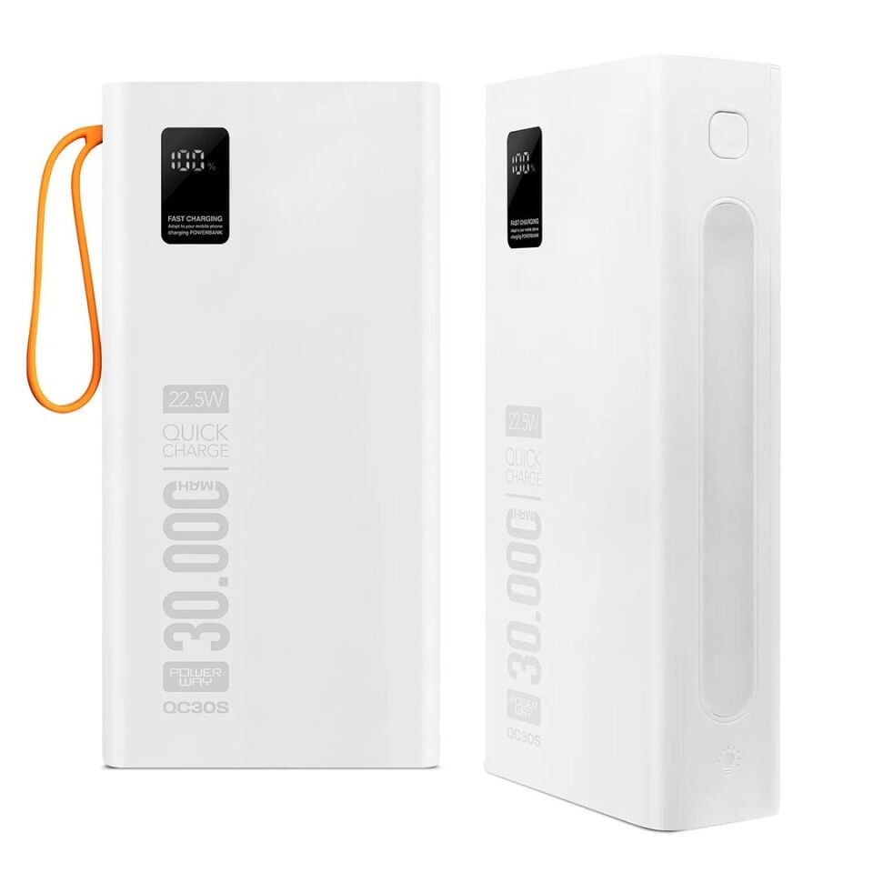 Powerway QC30S 30000Mah Dijital Göstergeli Powerbank