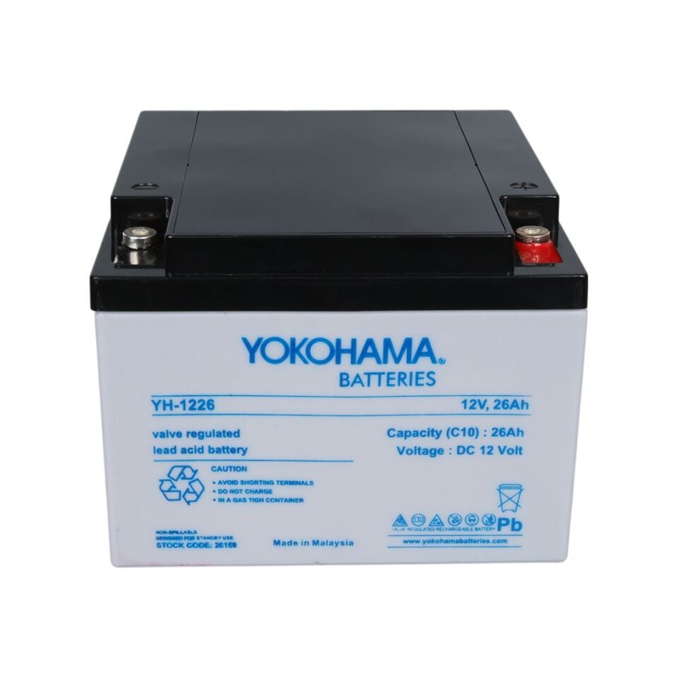 Yokohama YH-122.6 12 Volt 26 Amper Akü (165x176x125 mm)