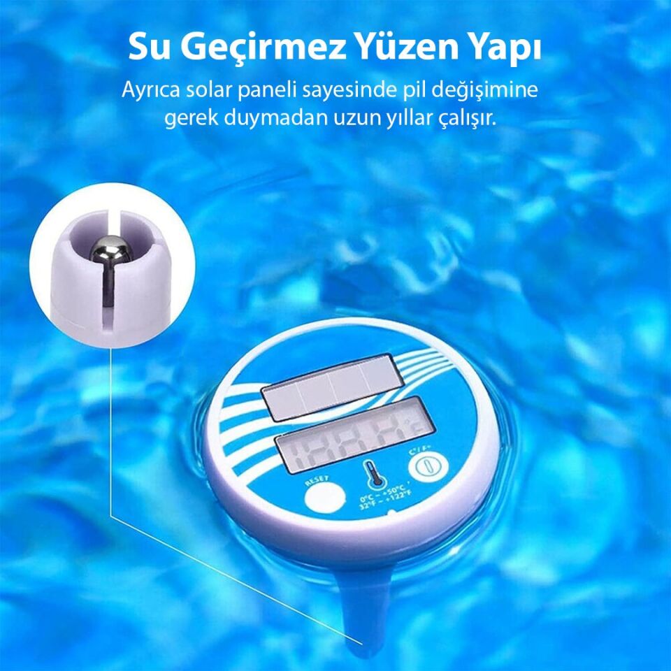 Powermaster PM-25534 Solar Termometre Yüzme Havuzu İçin Su Geçirmez Yüzen Dijital