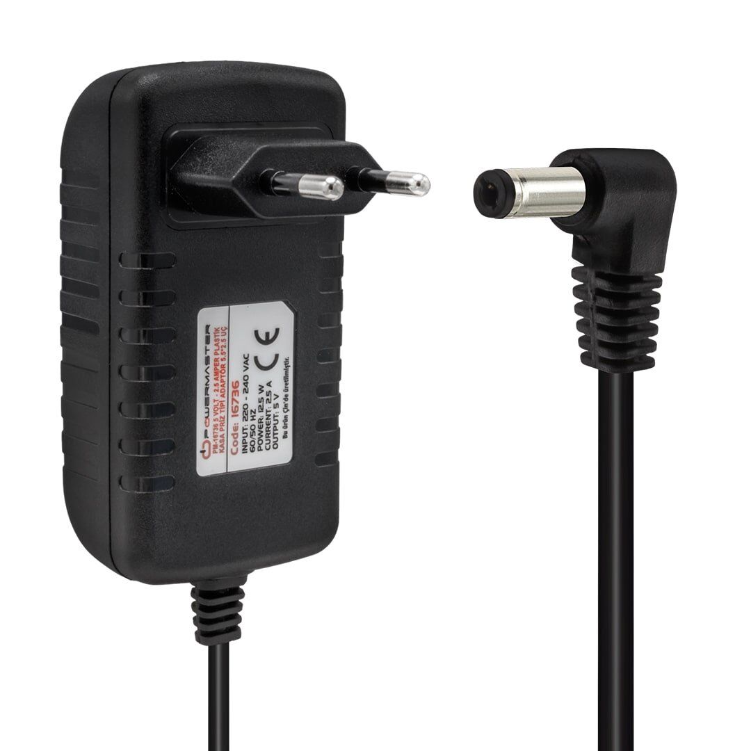 Powermaster PM-16736 5 Volt - 2.5 Amper 5.5*2.5 Mm Uçlu Plastik Kasa Priz Tipi Adaptör