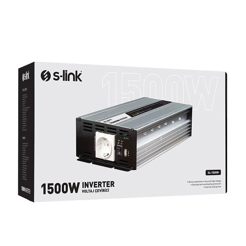 S-Link SL-1500W Dc12v-Ac230v 1500w İnverter