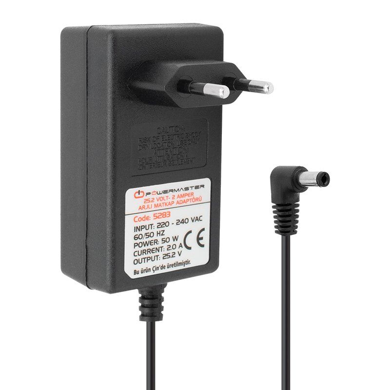 Powermaster PM-5283 25 Volt - 2 Amper - 50 Watt 5.5*2.5 Mm L Uçlu Şarjlı Matkap Adaptörü