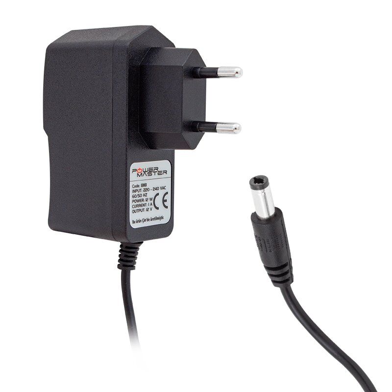 Powermaster PM-8118 12 Volt - 1 Amper 5.5*2.5 Mm Uçlu Plastik Kasa Priz Tipi Adaptör