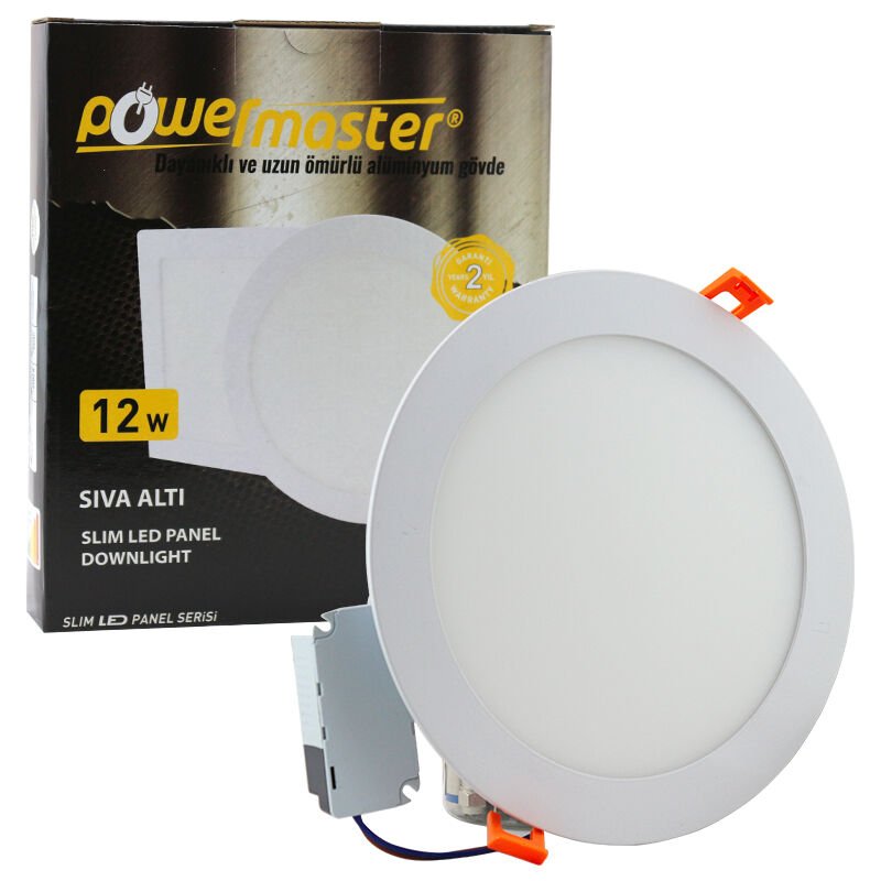 Powermaster 12W Sıva Altı 3000K Günışığı 160mm Yuvarlak Slim Spot Panel