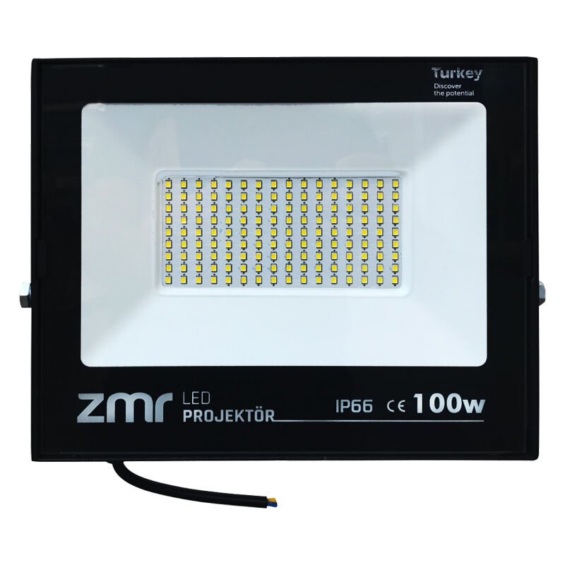 ZMR 100Watt Beyaz 6500K IP66 220Volt Slim Kasa Led Projektör