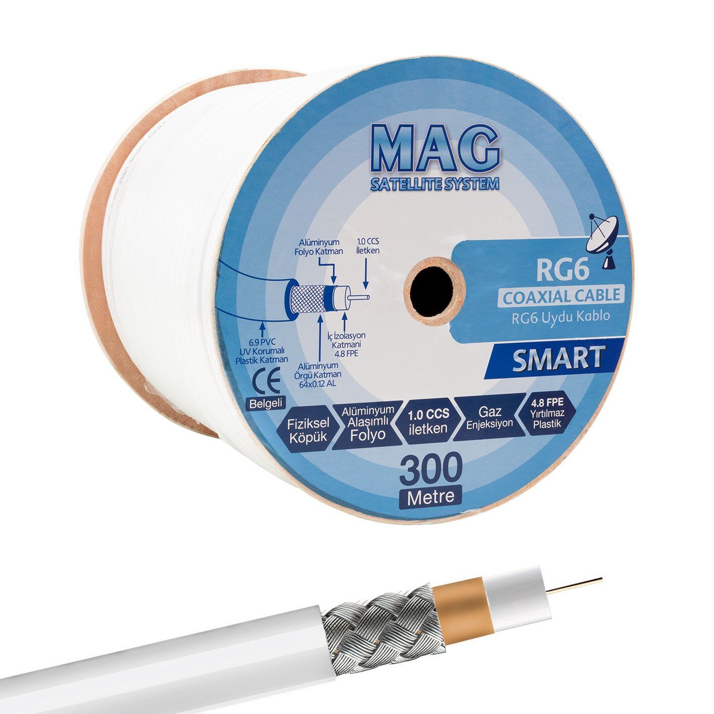 Mag Smart RG6-U4 Anten Kablosu 64 Tel 300 Metre