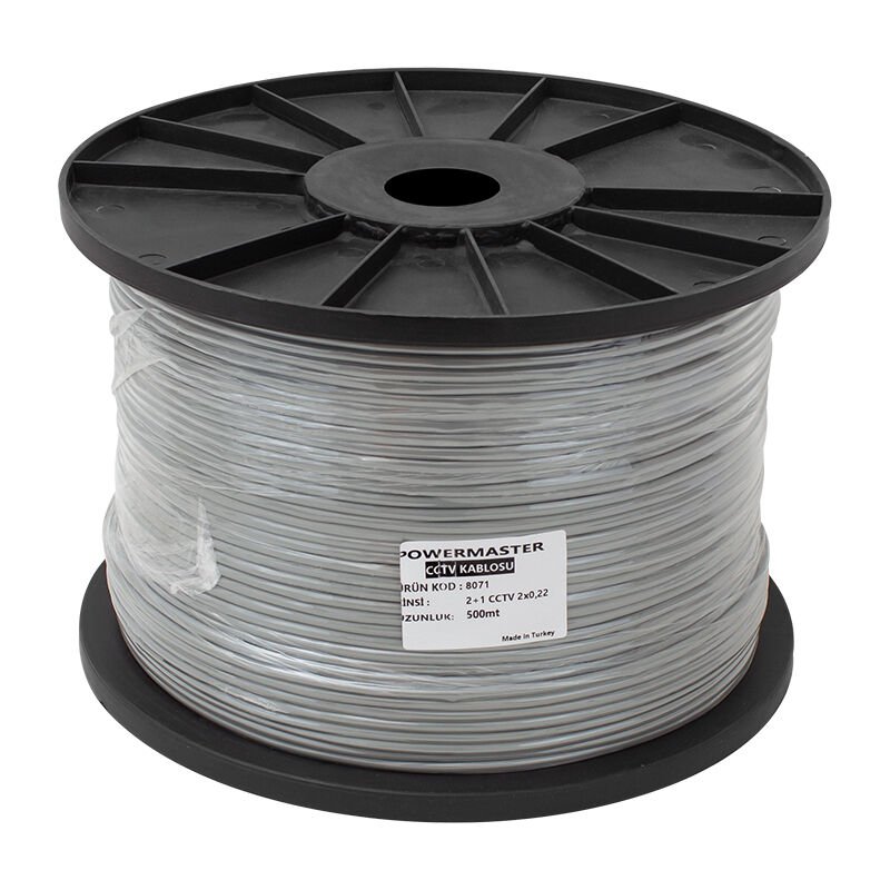 Powermaster 2+1 Gri 0.22 Mm CCTV Kamera Kablosu 500 Metre